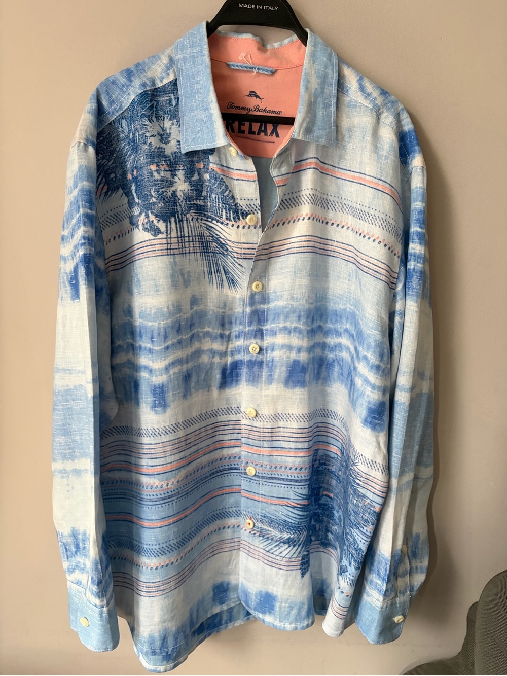 Tommy Bahama Relax 100% Linen Tie Dye Tropical Shirt